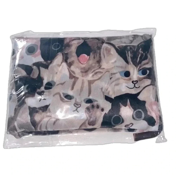 New cat print tote bag shopping bag beach bag library bag kitty bag reusable - Picture 2 of 3